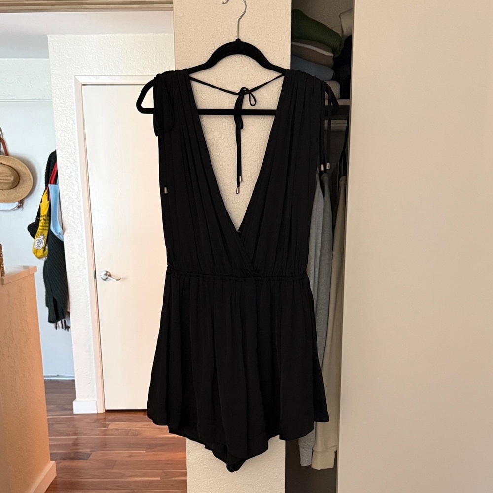 Free People Black Sleeveless V-Neck Romper